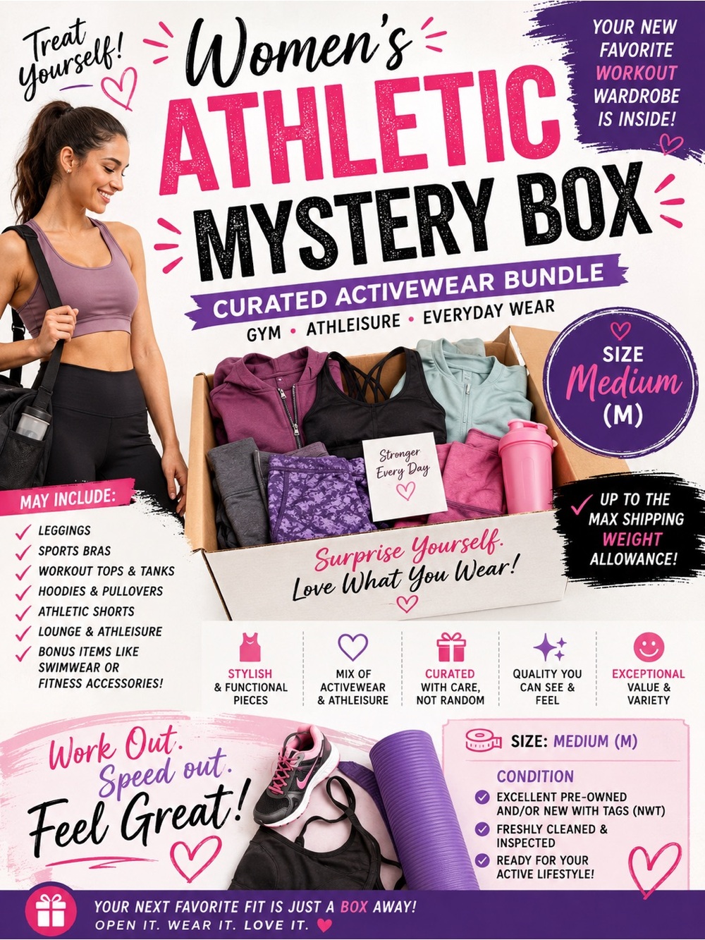 Women’s Athletic Workout Mystery Box – Size Medium (M)